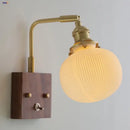 GobekUsa Ceramic LED Wall Light Fixture White Copper Walnut Ash Bedside Lamp