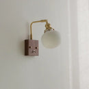 GobekUsa Ceramic LED Wall Light Fixture White Copper Walnut Ash Bedside Lamp