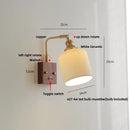 GobekUsa Ceramic LED Wall Light Fixture White Copper Walnut Ash Bedside Lamp