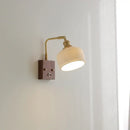 GobekUsa Ceramic LED Wall Light Fixture White Copper Walnut Ash Bedside Lamp