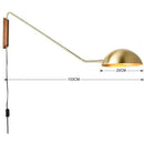 GobekUsa Adjustable Metal Wood Wall Lamp LED E27 Swing Arm Sconces for Living Room