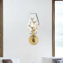 GobekUsa Brass Antler Arm Wall Sconce with Crystal Panel, Modern Design & 1-Bulb Wall Mount Lighting