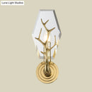 GobekUsa Brass Antler Arm Wall Sconce with Crystal Panel, Modern Design & 1-Bulb Wall Mount Lighting