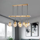 GobekUsa Brass Ball Island Pendant Light with Clear Glass Shade - Modern 8 Head Design