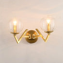 GobekUsa Brass Ball Sconce Light with Ribbed Glass Shade - Simple Wall Mount Lamp