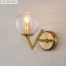 GobekUsa Brass Ball Sconce Light with Ribbed Glass Shade - Simple Wall Mount Lamp