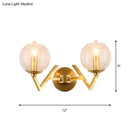 GobekUsa Brass Ball Sconce Light with Ribbed Glass Shade - Simple Wall Mount Lamp