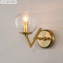 GobekUsa Brass Ball Sconce Light with Ribbed Glass Shade - Simple Wall Mount Lamp