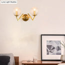 GobekUsa Brass Ball Sconce Light with Ribbed Glass Shade - Simple Wall Mount Lamp