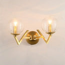 GobekUsa Brass Ball Sconce Light with Ribbed Glass Shade - Simple Wall Mount Lamp