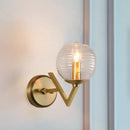 GobekUsa Brass Ball Sconce Light with Ribbed Glass Shade - Simple Wall Mount Lamp