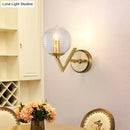 GobekUsa Brass Ball Sconce Light with Ribbed Glass Shade - Simple Wall Mount Lamp
