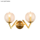 GobekUsa Brass Ball Sconce Light with Ribbed Glass Shade - Simple Wall Mount Lamp