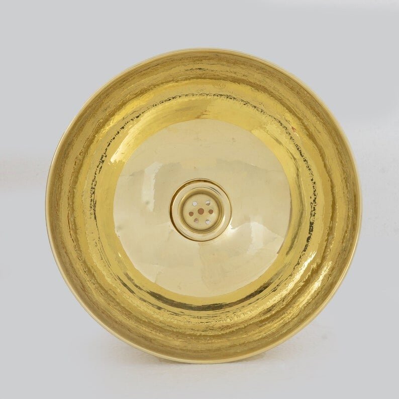 Brass Bathroom Sink, Bowl Vessel Sink, Vanity Basin Sink, Hand Hammered and Hand Engraved