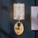 GobekUsa Brass Bedside Wall Sconce with Clear Crystal Shade - Contemporary Style
