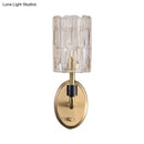 GobekUsa Brass Bedside Wall Sconce with Clear Crystal Shade - Contemporary Style