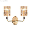 GobekUsa Brass Bedside Wall Sconce with Clear Crystal Shade - Contemporary Style