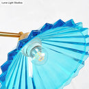 GobekUsa Blue Ribbed Glass Cone Pendant Light - Traditional Dining Room Lamp with 3 Lights