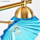 GobekUsa Blue Ribbed Glass Cone Pendant Light - Traditional Dining Room Lamp with 3 Lights