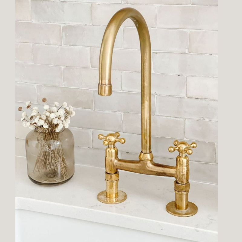 Brass Bridge Faucet - Antique Brass Kitchen Faucet