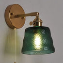 GobekUsa Clear Glass LED Wall Sconce with Pull Chain Switch, Brass E27, Bedroom Reading Light