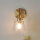 GobekUsa Clear Glass LED Wall Sconce with Pull Chain Switch, Brass E27, Bedroom Reading Light