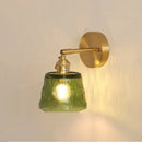 GobekUsa Clear Glass LED Wall Sconce with Pull Chain Switch, Brass E27, Bedroom Reading Light