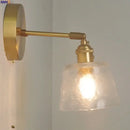 GobekUsa Clear Glass LED Wall Sconce with Pull Chain Switch, Brass E27, Bedroom Reading Light