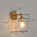 GobekUsa Clear Glass LED Wall Sconce with Pull Chain Switch, Brass E27, Bedroom Reading Light