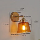GobekUsa Clear Glass LED Wall Sconce with Pull Chain Switch, Brass E27, Bedroom Reading Light
