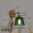 GobekUsa Clear Glass LED Wall Sconce with Pull Chain Switch, Brass E27, Bedroom Reading Light
