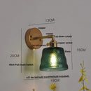 GobekUsa Clear Glass LED Wall Sconce with Pull Chain Switch, Brass E27, Bedroom Reading Light