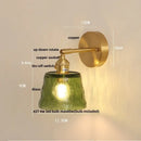GobekUsa Clear Glass LED Wall Sconce with Pull Chain Switch, Brass E27, Bedroom Reading Light