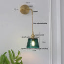 GobekUsa Clear Glass LED Wall Sconce with Pull Chain Switch, Brass E27, Bedroom Reading Light
