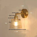 GobekUsa Clear Glass LED Wall Sconce with Pull Chain Switch, Brass E27, Bedroom Reading Light