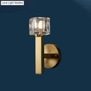 GobekUsa Brass Cylinder Sconce with Clear Crystal Block for Modern Living Room Lighting