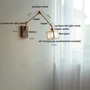 GobekUsa Ash Wood LED Wall Lights Swing Arms Blue Glass Bedside Lamp