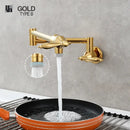 GobekUsa Brass Double Joint Telescopic Kitchen Faucet, Double Handle Sink Faucet