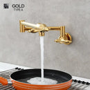 GobekUsa Brass Double Joint Telescopic Kitchen Faucet, Double Handle Sink Faucet