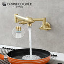 GobekUsa Brass Double Joint Telescopic Kitchen Faucet, Double Handle Sink Faucet