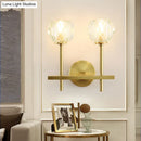 GobekUsa Brass Faceted Sconce with Crystal Shade - Minimalist Wall Mounted Light Fixture