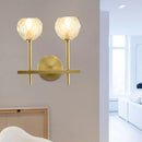 GobekUsa Brass Faceted Sconce with Crystal Shade - Minimalist Wall Mounted Light Fixture