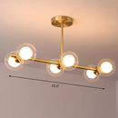 GobekUsa Brass Finish 6-Light Postmodern Linear Island Pendant with Glass Ball Shade