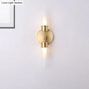 GobekUsa Brass Finish Double Cylinder Wall Sconce - Clear Glass, 2 Lights
