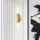 GobekUsa Brass Finish Double Cylinder Wall Sconce - Clear Glass, 2 Lights