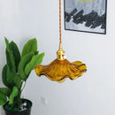GobekUsa Brass Glass Lotus Leaf LED Pendant Lamp: Nordic Minimalism for Living, Dining, Bedroom