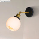 GobekUsa Brass Industrial Wall Sconce Lamp - Bubble White Glass, Single Bulb for Bedroom