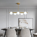 GobekUsa Brass Island Pendant Light Fixture - Simplicity Ball Glass Dining Room Lighting Kit