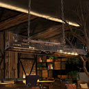 GobekUsa Brass Island Pendant Light - Loft Style Hanging Lamp with Etched Lettering - Metal Finish