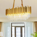GobekUsa Brass Island Pendant - Traditional Crystal Dining Room Ceiling Light - 31.5"/39" Wide